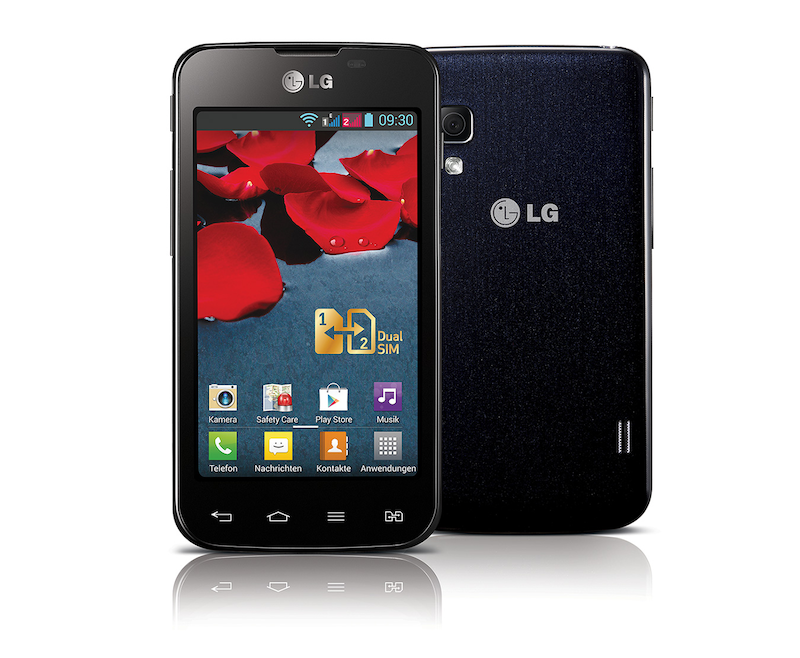 LG Android-Smartphone mit Dual SIM Slot, 10,2 cm (4 Zoll) IPS-Display und 1,0-Ghz-Prozessor, E455 Optimus L5 II Dual