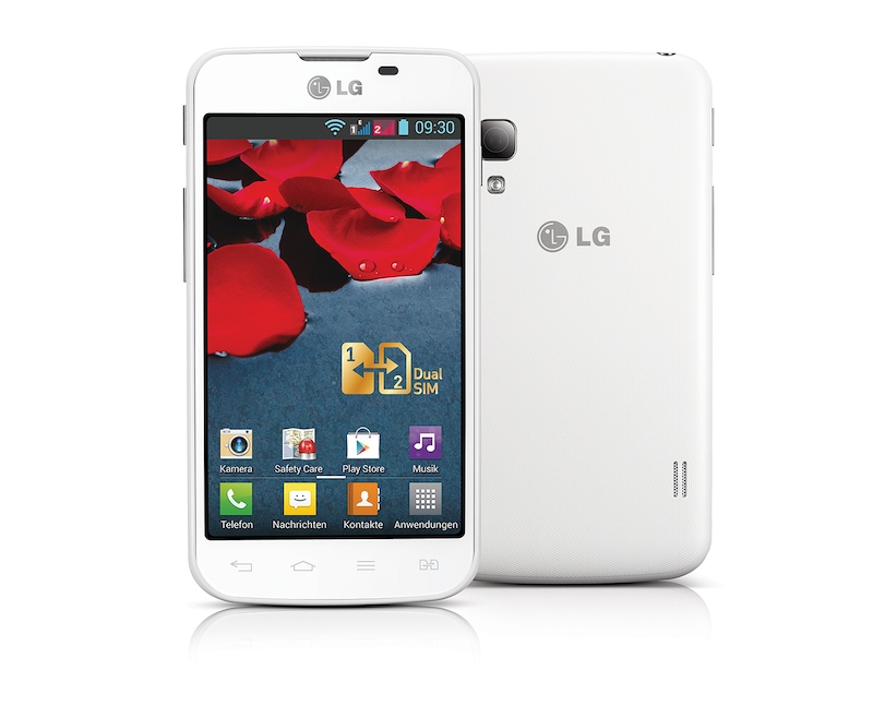 LG Android-Smartphone mit Dual SIM Slot, 10,2 cm (4 Zoll) IPS-Display und 1,0-Ghz-Prozessor, E455 Optimus L5 II Dual