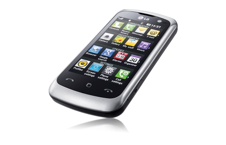 LG Touchscreen Handy für Finger- & Stiftnutzung mit Bluetooth, UMS-Speicher über USB 2.0 und HTML-Browser, KM570 ARENA II