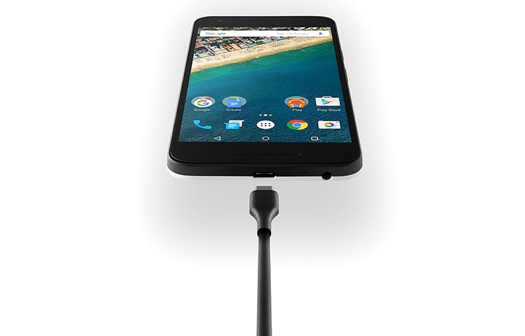 LG Google Smartphone mit Android 6.0 Marshmallow, 1,8-GHz-Hexa-Core-Prozessor, 13,2 cm (5,2 Zoll) Full HD IPS-Display und 12,3-Megapixel-Kamera mit HDR+, Nexus 5X