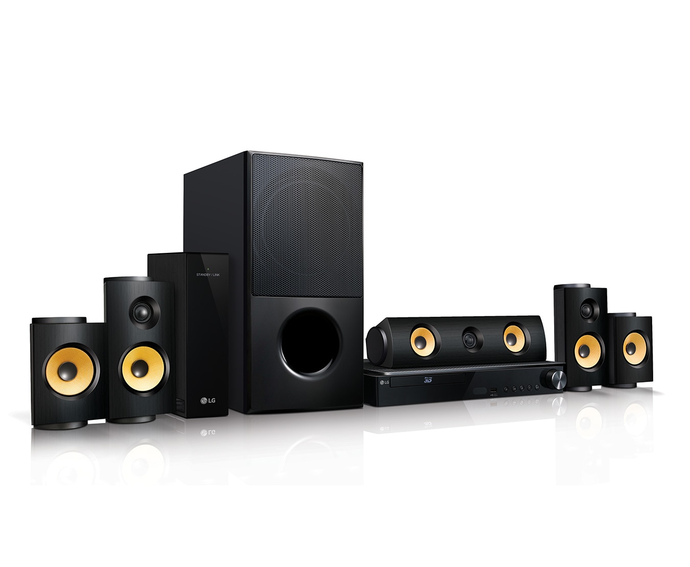 LG 3D Blu-ray 5.1 Heimkinosystem mit drahtlosen Rücklautsprechern (1200W), LHA825W
