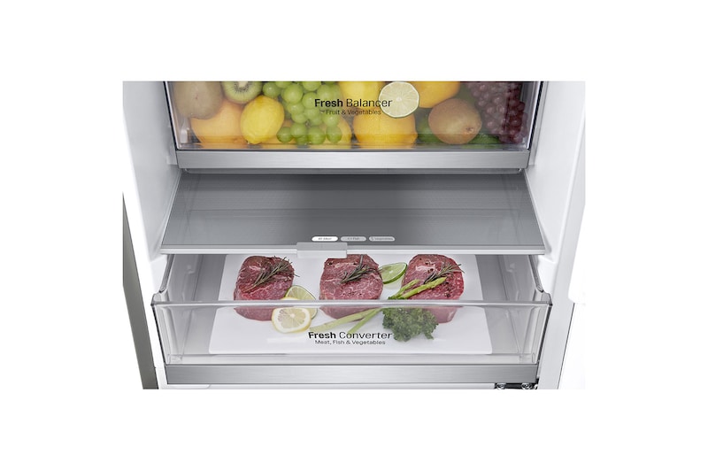LG Kühl-Gefrierkombination (EEK B, 384L, 203 cm hoch) mit 137 kWh/a & Inverter Linear Compressor® | GBB72NSVBN, GBB72NSVBN