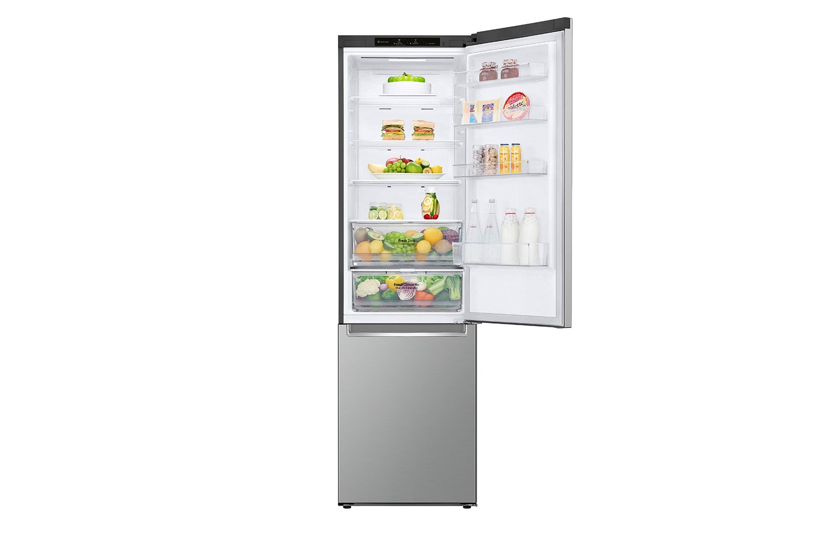 Front left top door open with food