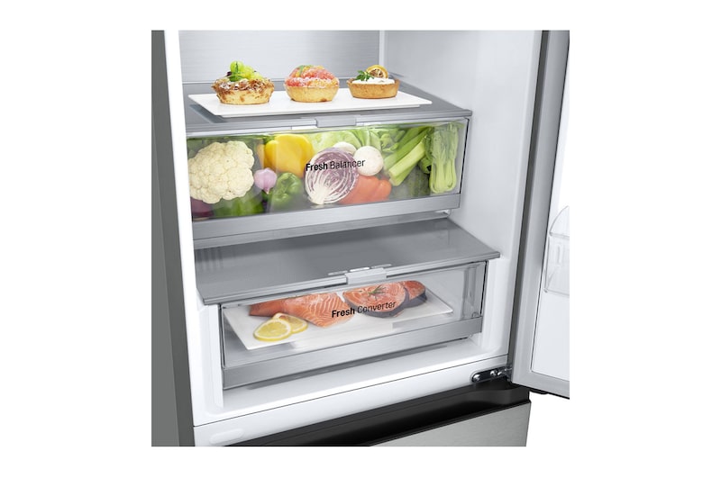 LG Kühl-Gefrierkombination (EEK B, 387L, 203 cm hoch) mit 138 kWh/a & Smart Inverter Compressor® | GBV7280BMB, GBV7280BMB