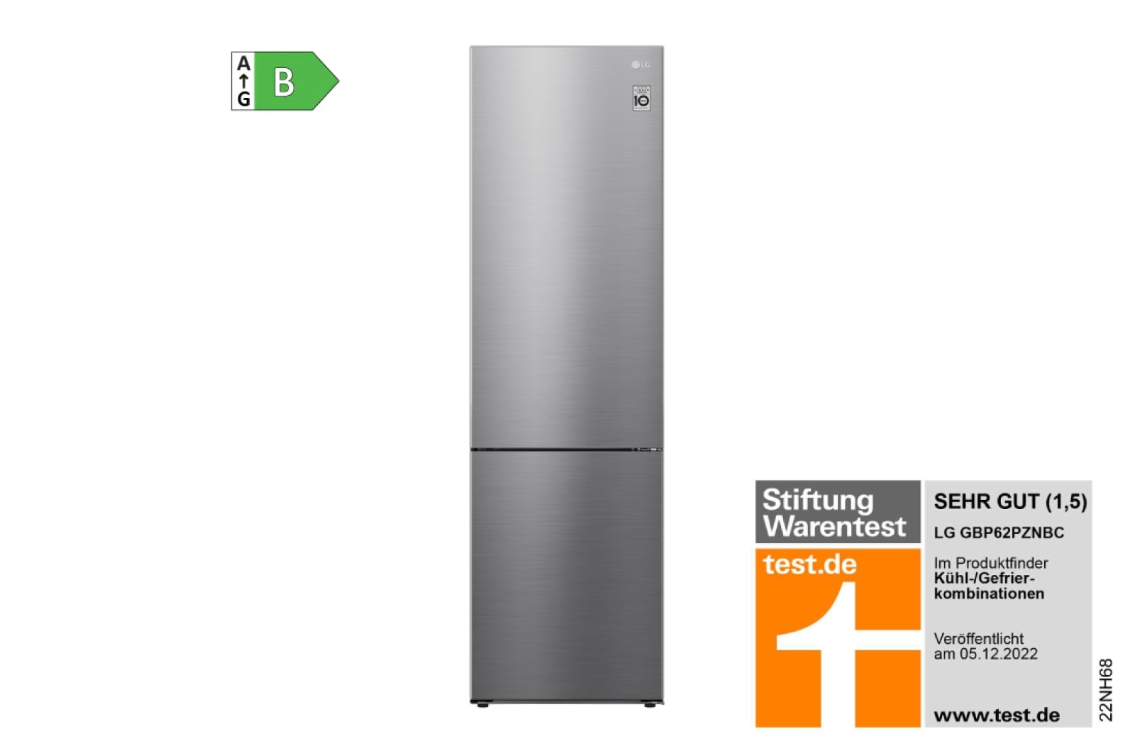 LG Kühl-Gefrierkombination (B, ​384​L,​ ​203 cm hoch)​ mit 137 kWh/a & Inverter Linear Compressor®​ | GBP62PZNBC, GBP62PZNBC