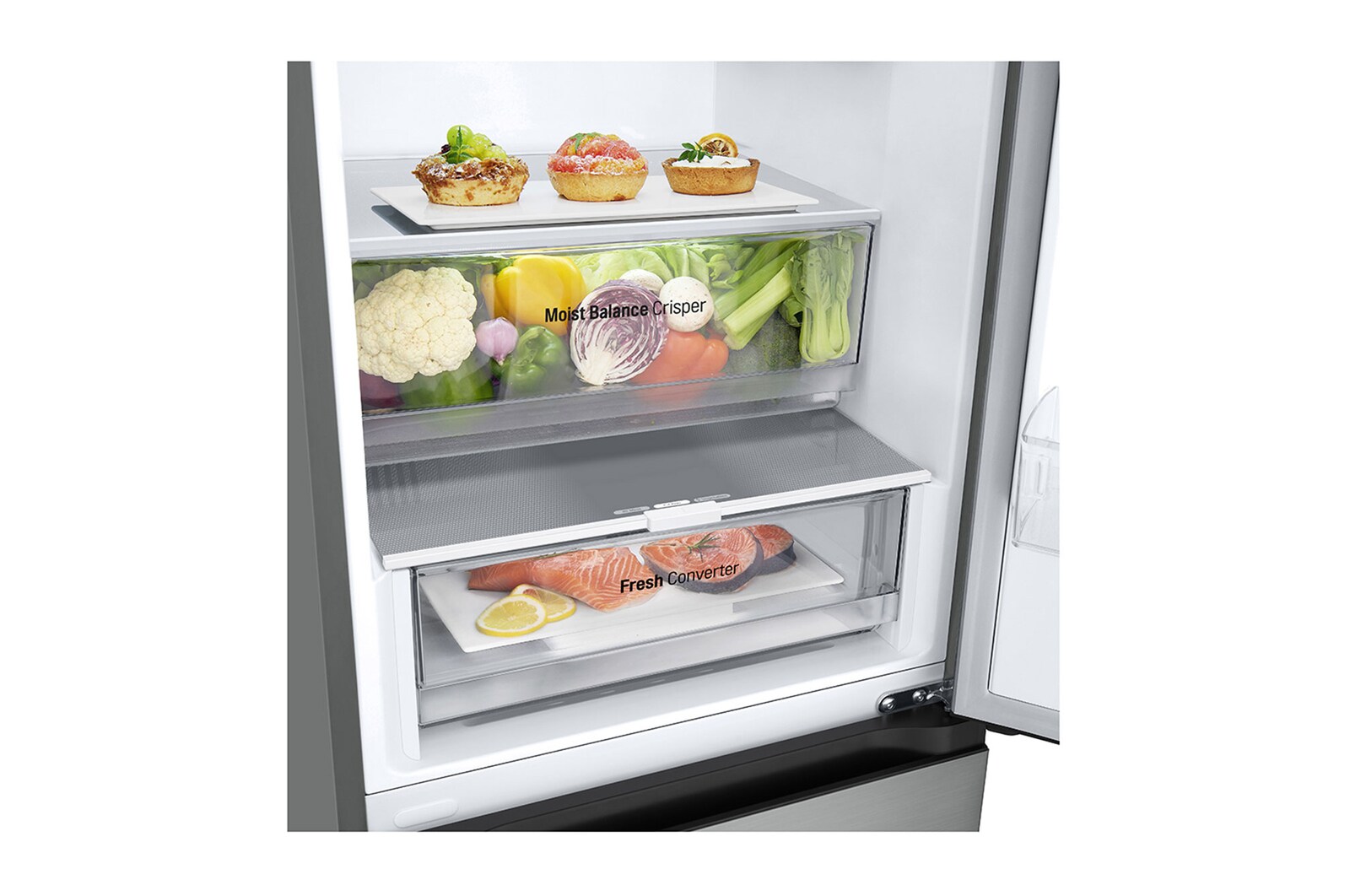 Bottom freezer with food