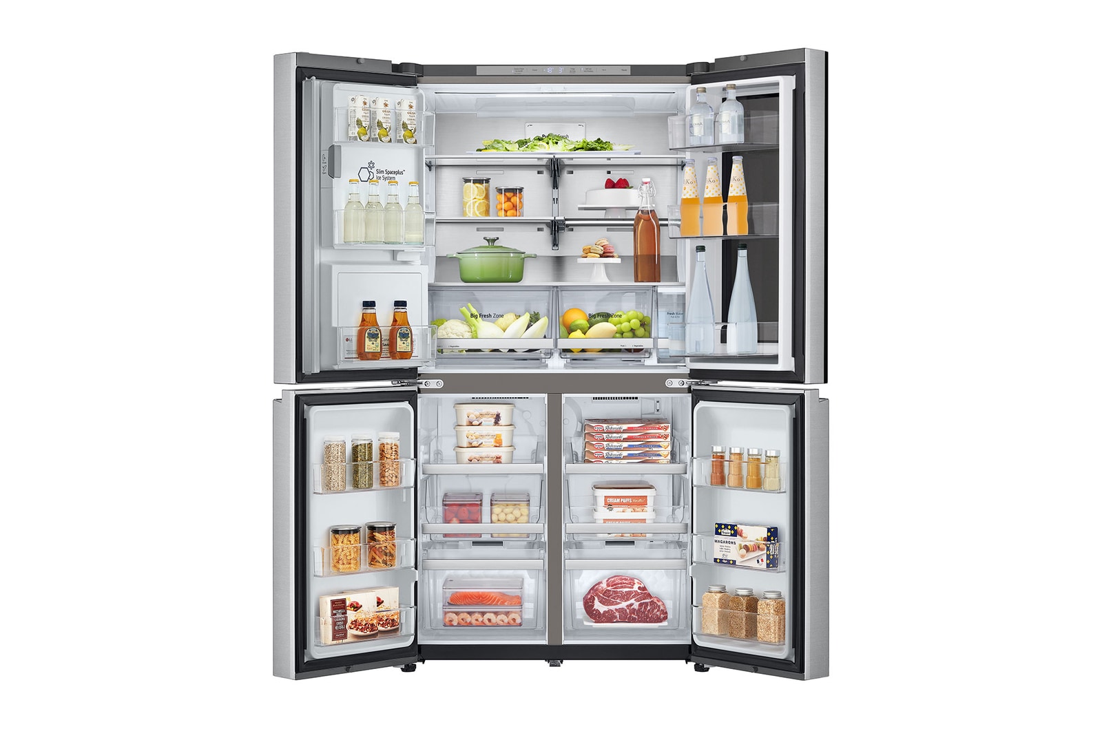 LG InstaView® Multi-Door Kühlschrank (EEK E, 637L, 179,2cm hoch) mit Eis-, Crushed Ice- und Wasserspender & internem Wassertank | GMG961MBKE, GMG961MBKE
