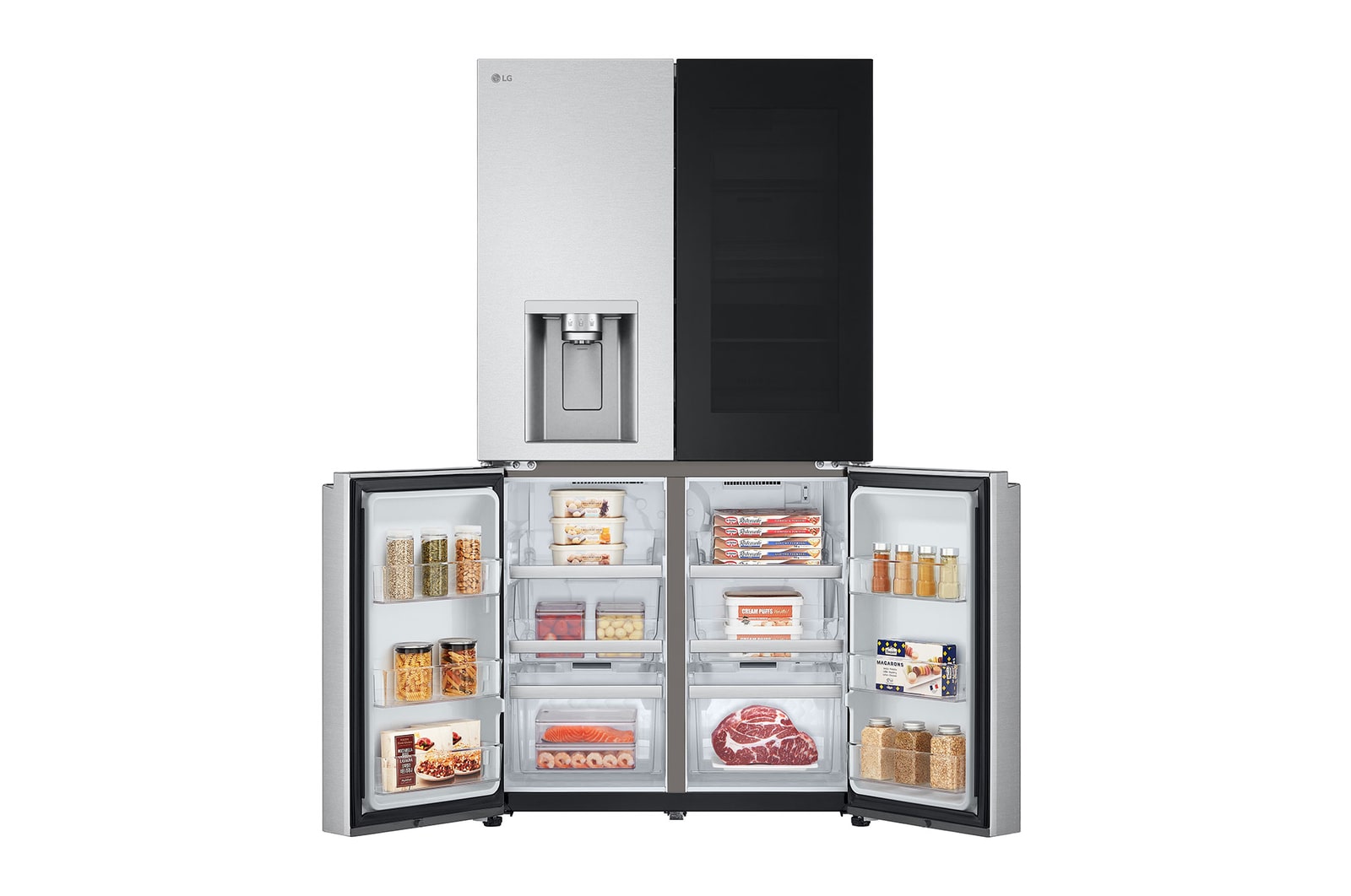 LG InstaView® Multi-Door Kühlschrank (EEK E, 637L, 179,2cm hoch) mit Eis-, Crushed Ice- und Wasserspender & internem Wassertank | GMG961MBKE, GMG961MBKE
