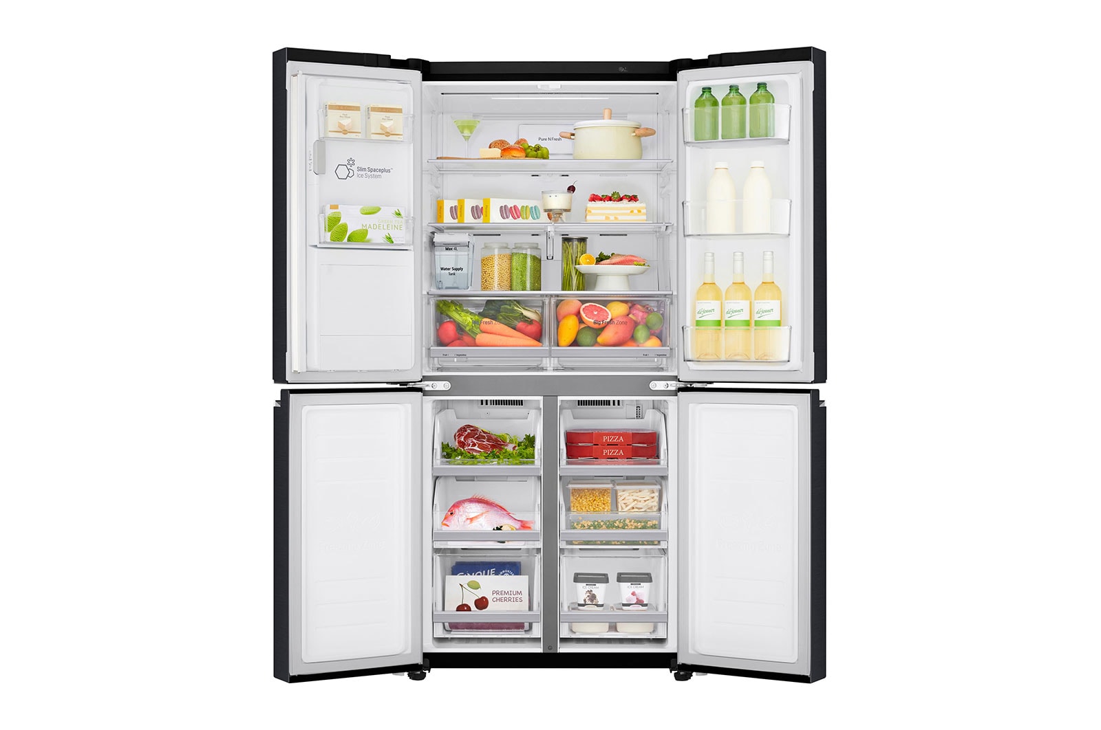 LG Multi-Door mit Eis-, Crushed Ice- und Wasserspender | 506 L Kapazität | Energieeffizienzklasse E | Interner Wassertank | Matte Black | GML844MCAE, GML844MCAE