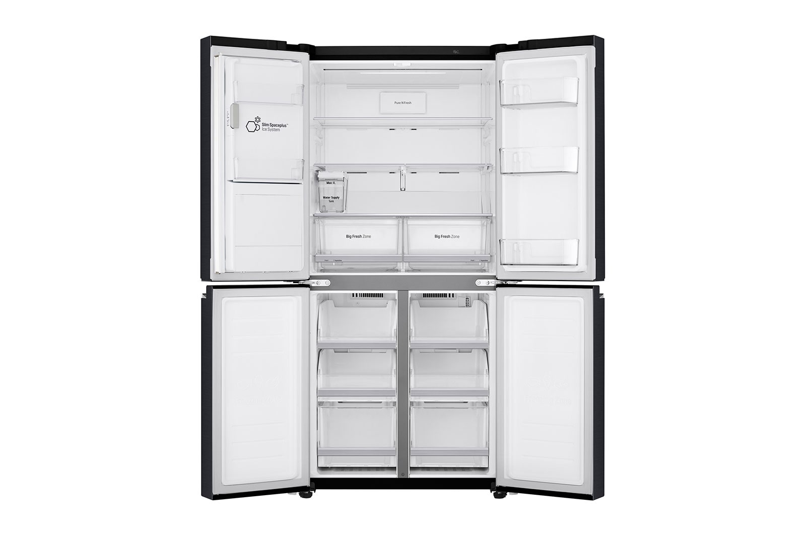 LG Multi-Door mit Eis-, Crushed Ice- und Wasserspender | 506 L Kapazität | Energieeffizienzklasse E | Interner Wassertank | Matte Black | GML844MCAE, GML844MCAE