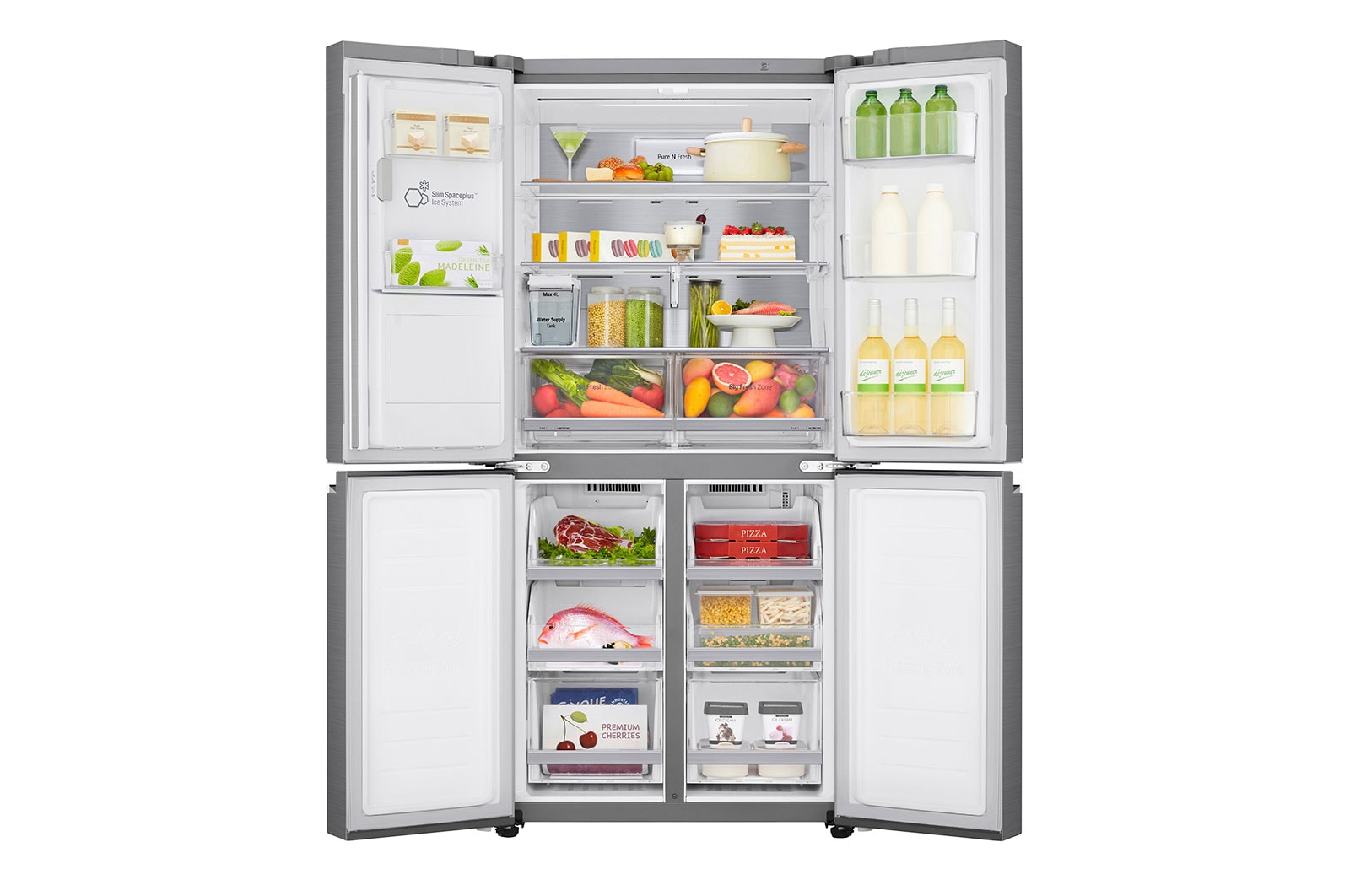 LG Multi-Door mit Eis-, Crushed Ice- und Wasserspender | 506 L Kapazität | Energieeffizienzklasse E | Interner Wassertank | Steel | GML844PZAE, GML844PZAE