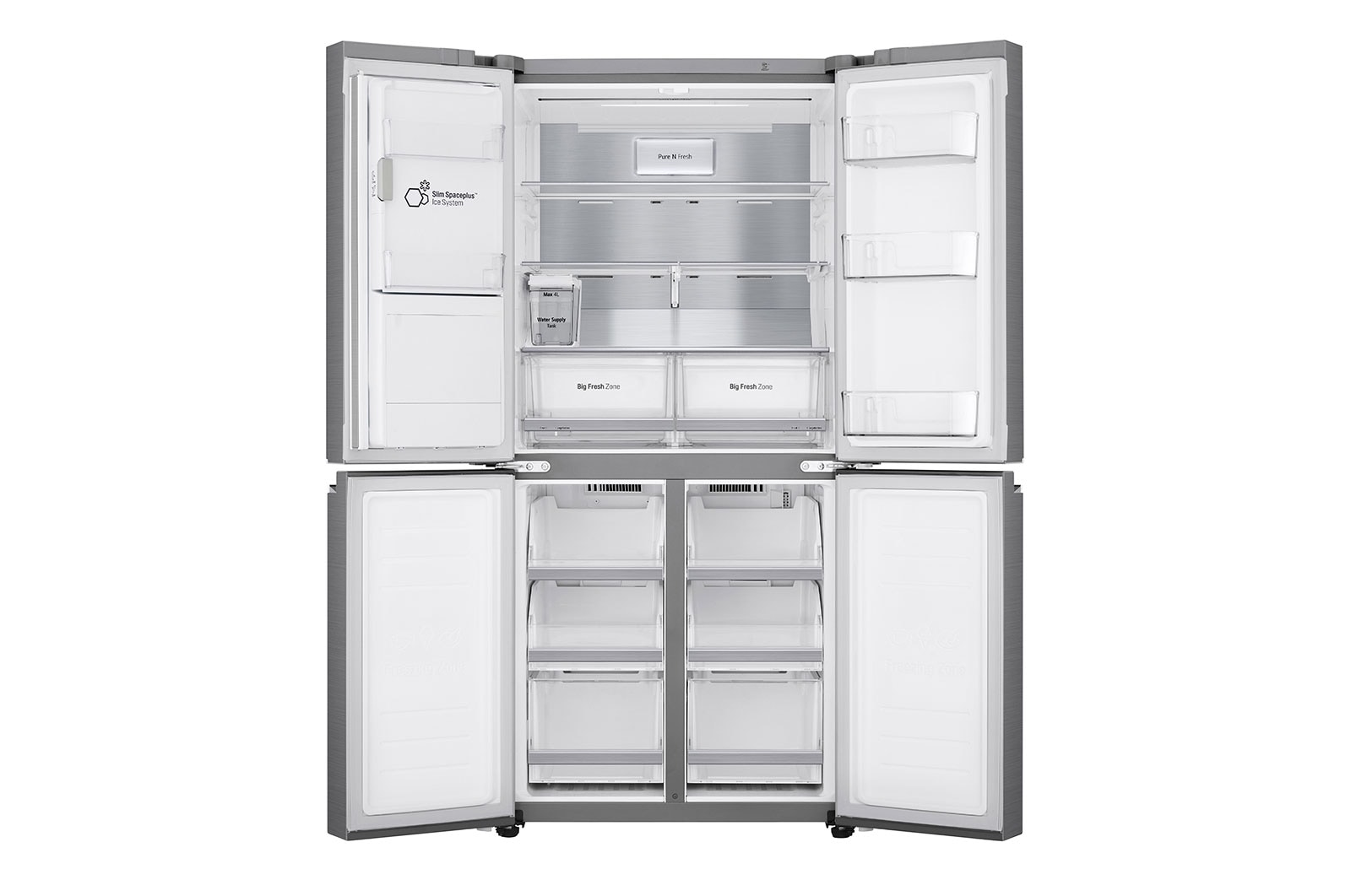 LG Multi-Door mit Eis-, Crushed Ice- und Wasserspender | 506 L Kapazität | Energieeffizienzklasse E | Interner Wassertank | Steel | GML844PZAE, GML844PZAE