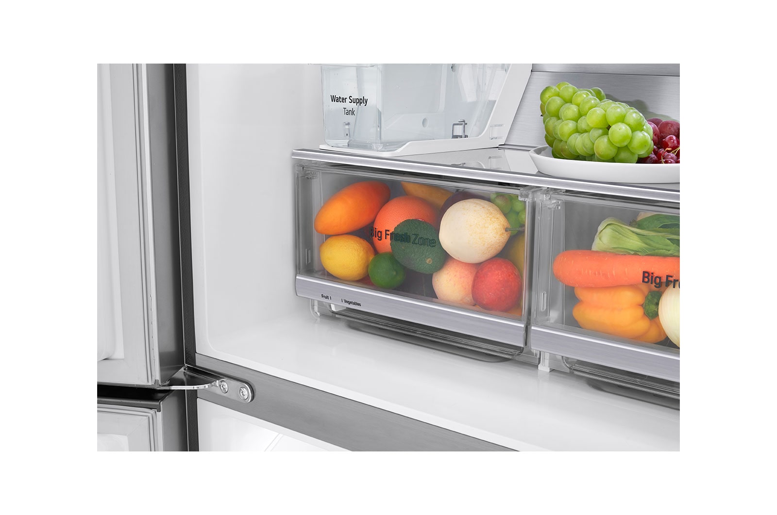 LG Multi-Door mit InstaView Door-in-Door®  | Eis-, Crushed Ice- und Wasserspender  | ​508​ Liter Kapazität | Energieeffizienzklasse ​F​ | Interner Wassertank 4L | Brushed Steel | ​GMX844BSBF, GMX844BSBF
