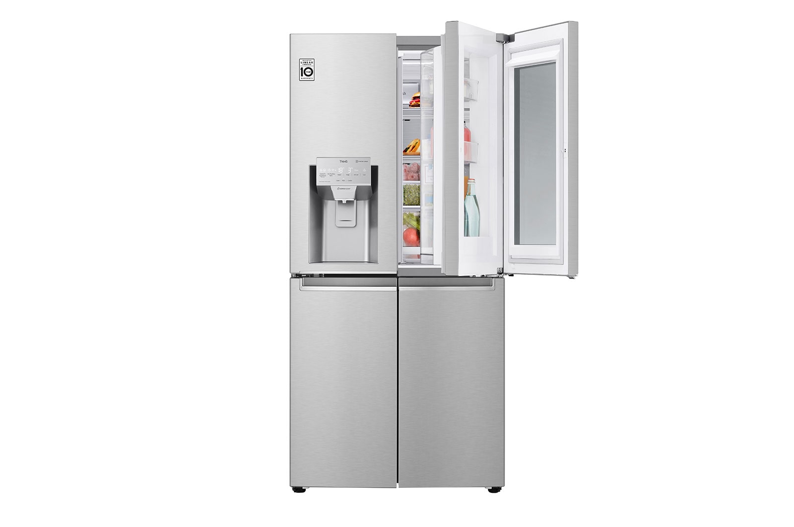 LG Multi-Door mit InstaView Door-in-Door®  | Eis-, Crushed Ice- und Wasserspender  | ​508​ Liter Kapazität | Energieeffizienzklasse ​F​ | Interner Wassertank 4L | Brushed Steel | ​GMX844BSBF, GMX844BSBF