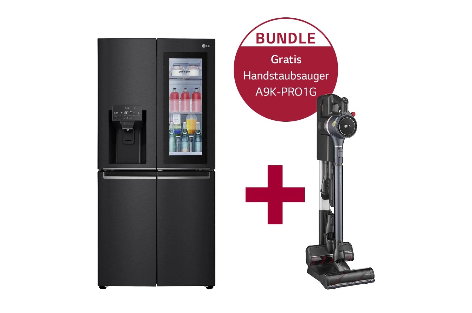 LG Multi-Door mit InstaView Door-in-Door ® GMX844MC6F & Handstaubsauger mit zwei Akkus I Iron Grey I LG CordZero® A9K-PRO1G, GMX844MC6F.A9K1G