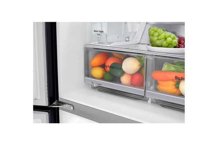 LG Multi-Door Kühlschrank mit InstaView Door-in-Door® (EEK F, 508L,178,7cm hoch) mit 4L internem Wassertank, Eis- & Wasserspender | GMX844MCBF, GMX844MCBF