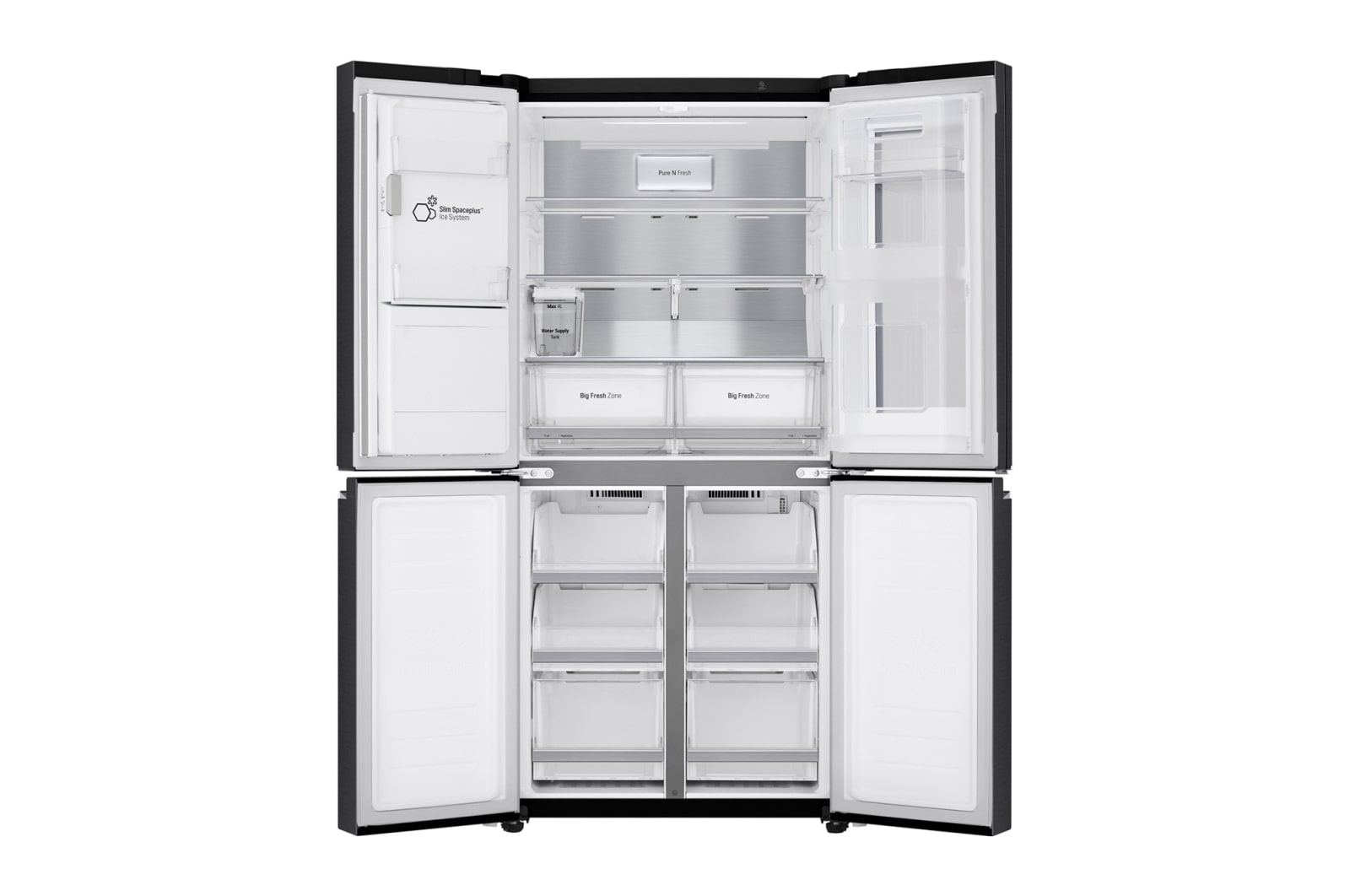 LG Multi-Door Kühlschrank mit InstaView Door-in-Door® (F, 508L,178,7cm hoch) mit 4L internem Wassertank, Eis- & Wasserspender | GMX844MCBF, GMX844MCBF