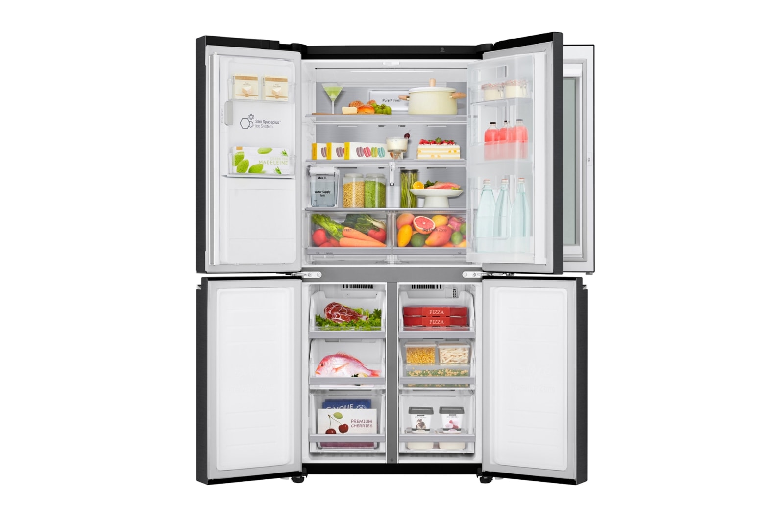 LG Multi-Door Kühlschrank mit InstaView Door-in-Door® (F, 508L,178,7cm hoch) mit 4L internem Wassertank, Eis- & Wasserspender | GMX844MCBF, GMX844MCBF