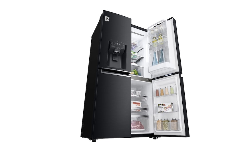 LG Multi-Door mit InstaView Door-in-Door ® | Eis-, Crushed Ice- und Wasserspender | 638 Liter Kapazität | Energieeffizienzklasse F | Festwasseranschluss | Matte Black Steel | GMX945MC9F, GMX945MC9F
