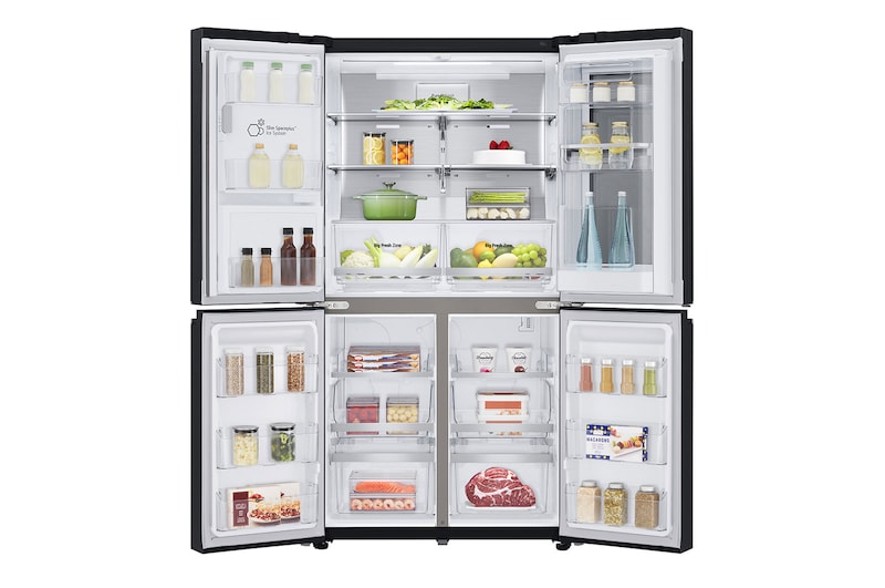 LG Multi-Door mit InstaView Door-in-Door ® | Eis-, Crushed Ice- und Wasserspender | 638 Liter Kapazität | Energieeffizienzklasse F | Festwasseranschluss | Matte Black Steel | GMX945MC9F, GMX945MC9F