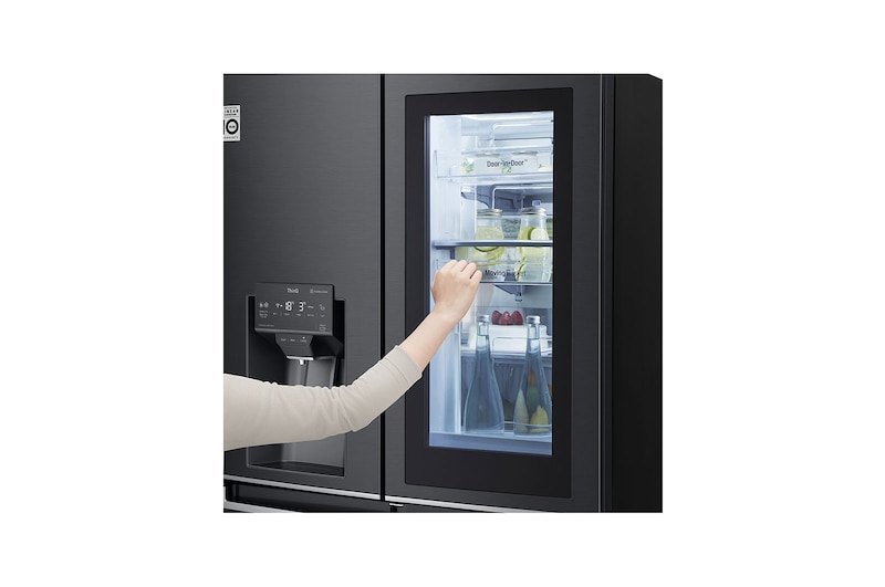 LG Multi-Door mit InstaView Door-in-Door ® | Eis-, Crushed Ice- und Wasserspender | 638 Liter Kapazität | Energieeffizienzklasse F | Festwasseranschluss | Matte Black Steel | GMX945MC9F, GMX945MC9F