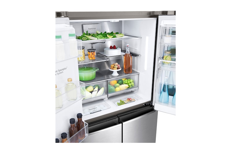 LG Multi-Door mit InstaView Door-in-Door ® | Eis-, Crushed Ice- und Wasserspender | 638 Liter Kapazität | EEK F | Festwasseranschluss | Edelstahl | GMX945NS9F , GMX945NS9F