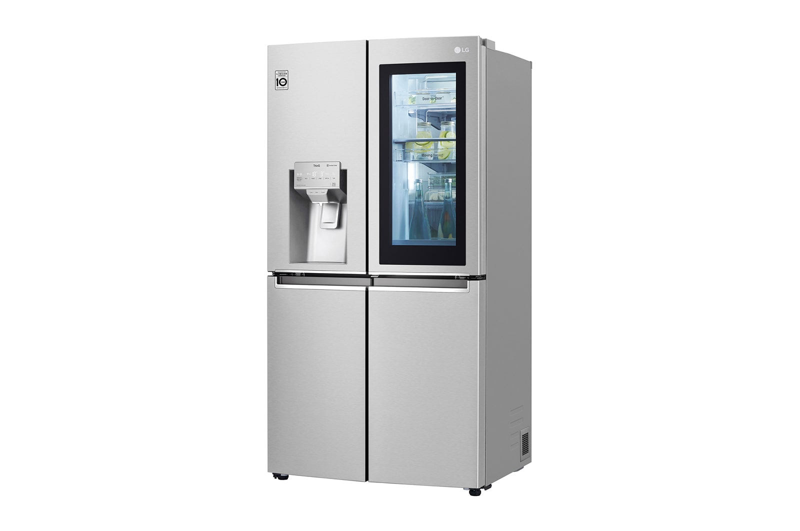 LG Multi-Door mit InstaView Door-in-Door ®  | Eis-, Crushed Ice- und Wasserspender | 638 Liter Kapazität | Energieeffizienzklasse F | Festwasseranschluss | Edelstahl | GMX945NS9F , GMX945NS9F