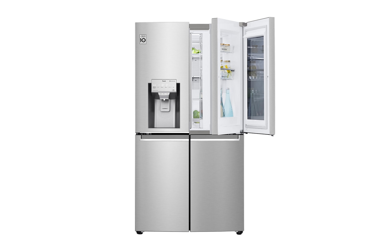 LG Multi-Door mit InstaView Door-in-Door ®  | Eis-, Crushed Ice- und Wasserspender | 638 Liter Kapazität | Energieeffizienzklasse F | Festwasseranschluss | Edelstahl | GMX945NS9F , GMX945NS9F