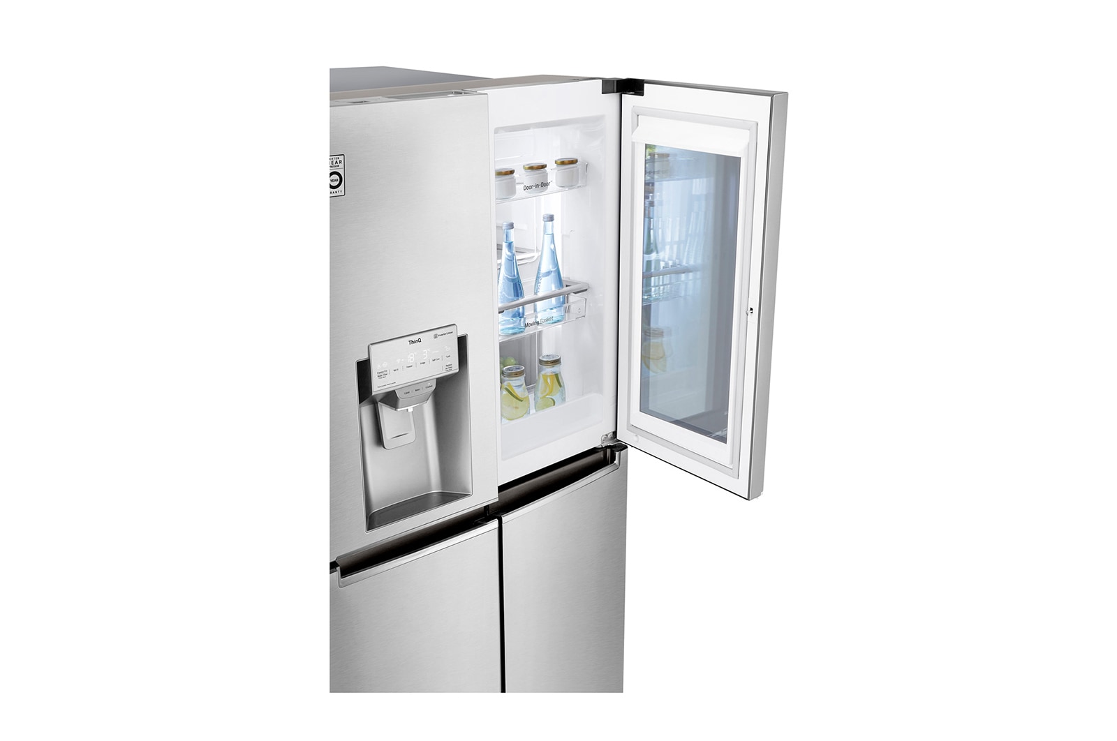 LG Multi-Door mit InstaView Door-in-Door ®  | Eis-, Crushed Ice- und Wasserspender | 638 Liter Kapazität | Energieeffizienzklasse F | Festwasseranschluss | Edelstahl | GMX945NS9F , GMX945NS9F