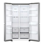 LG Side-by-Side mit Multi-Airflow Umluftkühlung | 655 Liter Kapazität | Energieeffizienzklasse E | Express Freeze | Platinum Silver | GSBV70PZTE, GSBV70PZTE