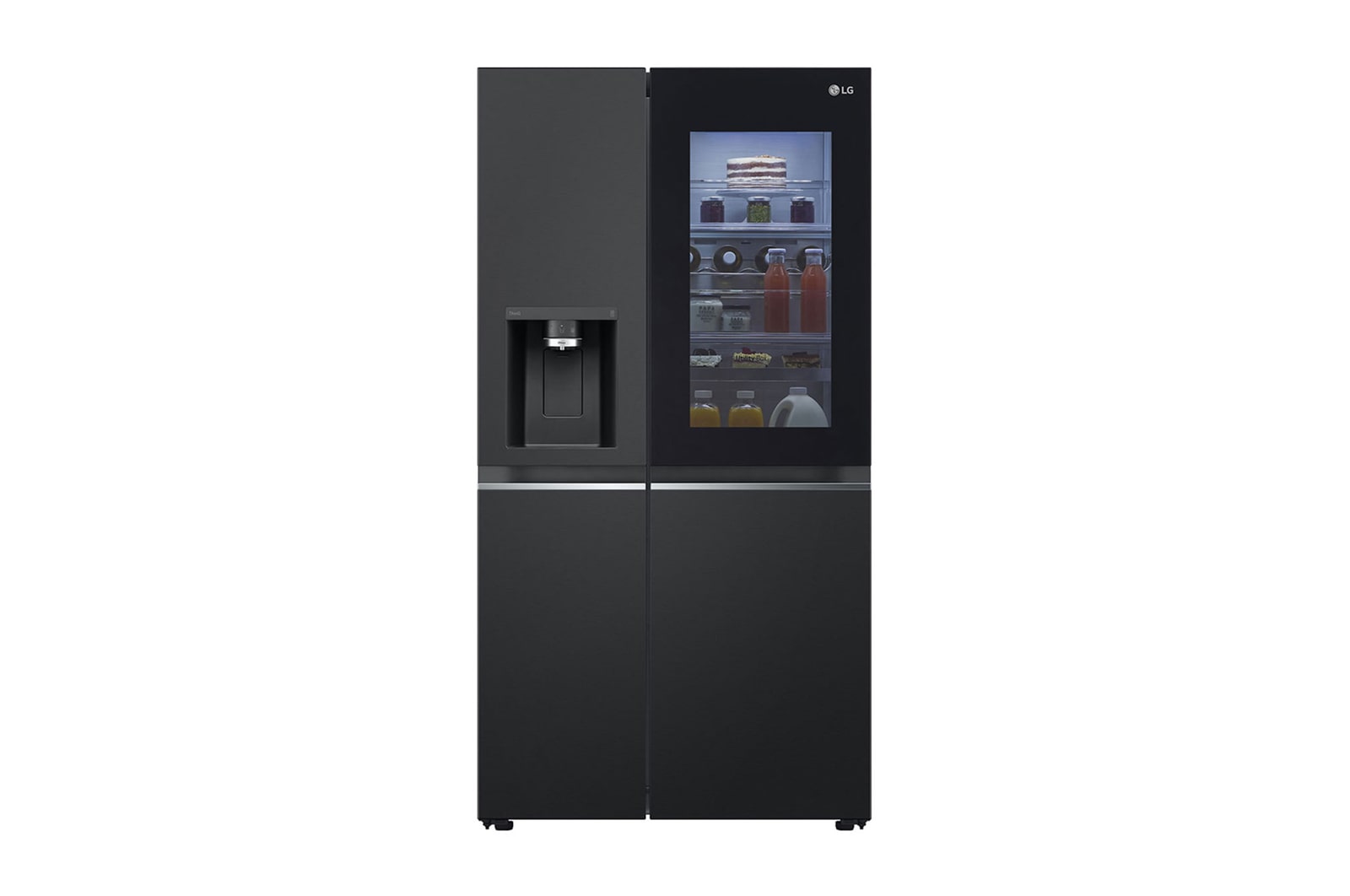 Vorderseite von Side-by-Side Kühlschrank mit InstaView® (EEK C, 628L, 179cm hoch) mit Eis-, Crushed Ice- und Wasserspender & internem Wassertank | GSGE91EVAC GSGE91EVAC