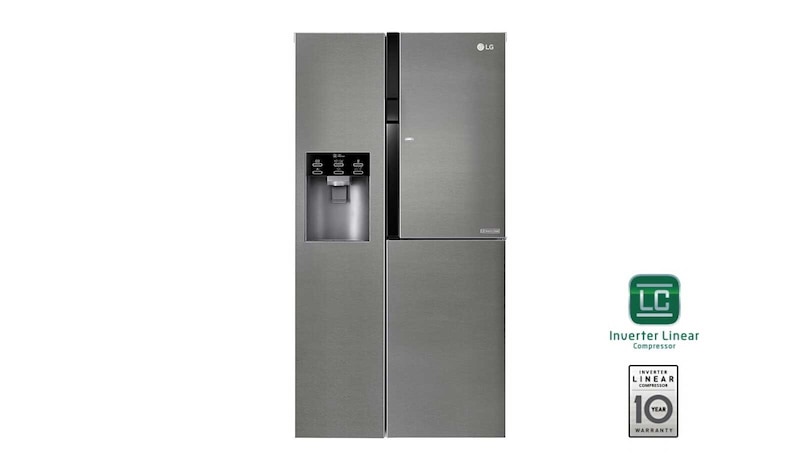LG Side-by-Side mit Door-in-Door® | Eis-, Crushed Ice- und Wasserspender | 606 Liter Kapazität | Energieeffizienzklasse F | Interner Wassertank 4L | Dark Graphite | GSJ361DIDV , GSJ361DIDV