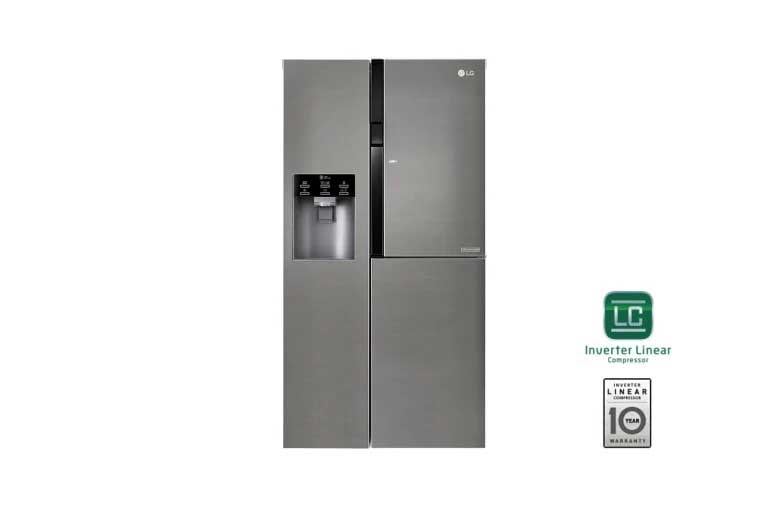 LG Side-by-Side mit Door-in-Door® |  Eis-, Crushed Ice- und Wasserspender  | 606 Liter Kapazität | Energieeffizienzklasse F | Interner Wassertank 4L | Dark Graphite | GSJ361DIDV , GSJ361DIDV