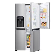 LG Side-by-Side mit Door-in-Door ® | Eis-, Crushed Ice- und Wasserspender | 625 Liter Kapazität | Energieeffizienzklasse E | Interner Wassertank 4L | Steel | GSJ461DIDE, GSJ461DIDE