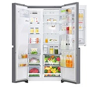 LG Side-by-Side mit Door-in-Door ® | Eis-, Crushed Ice- und Wasserspender | 625 Liter Kapazität | Energieeffizienzklasse E | Interner Wassertank 4L | Steel | GSJ461DIDE, GSJ461DIDE