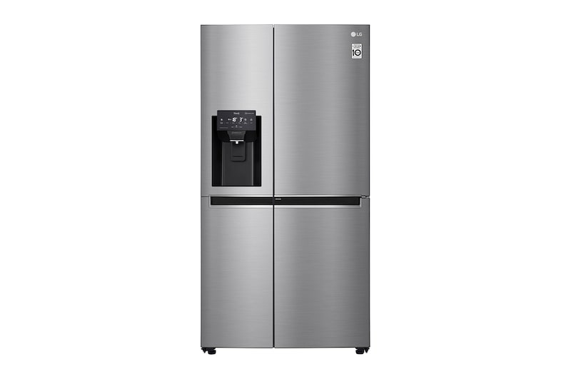 Vorderseite von Side-by-Side mit Door-in-Door ® | Eis-, Crushed Ice- und Wasserspender | 625 Liter Kapazität | Energieeffizienzklasse E | Interner Wassertank 4L | Steel | GSJ461DIDE GSJ461DIDE