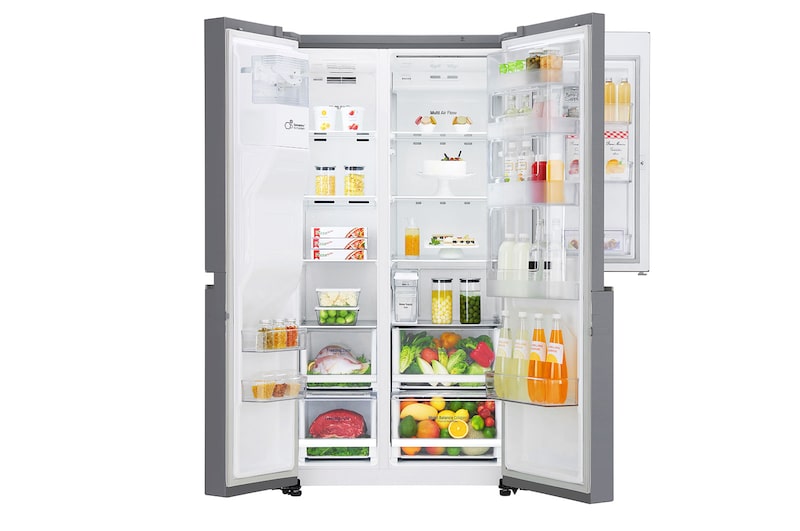 LG Side-by-Side mit Door-in-Door ® | Eis-, Crushed Ice- und Wasserspender | 625 Liter Kapazität | Energieeffizienzklasse E | Interner Wassertank 4L | Steel | GSJ461DIDE, GSJ461DIDE