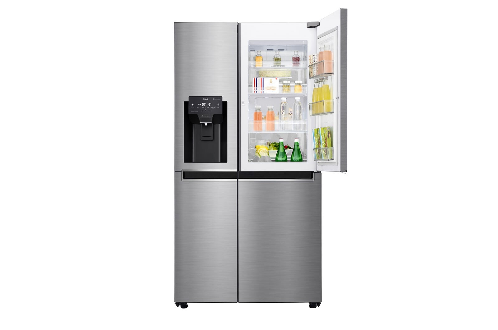 LG Side-by-Side mit Door-in-Door ® | Eis-, Crushed Ice- und Wasserspender | 625 Liter Kapazität | Energieeffizienzklasse E | Festwasseranschluss | Steel | GSJ760PZZE, GSJ760PZZE