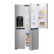 Vorderseite von Side-by-Side mit Door-in-Door ® | Eis-, Crushed Ice- und Wasserspender | 625 Liter Kapazität | Energieeffizienzklasse E | Festwasseranschluss | Steel | GSJ760PZZE GSJ760PZZE