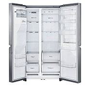 LG Side-by-Side mit Door-in-Door ® | Eis-, Crushed Ice- und Wasserspender | 625 Liter Kapazität | Energieeffizienzklasse E | Festwasseranschluss | Steel | GSJ760PZZE, GSJ760PZZE
