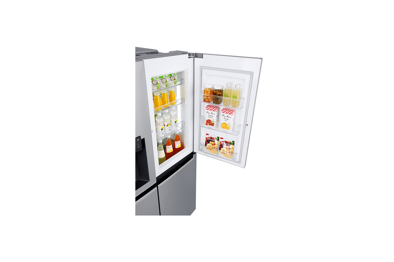 LG Side-by-Side mit Door-in-Door ® | Eis-, Crushed Ice- und Wasserspender | 625 Liter Kapazität | Energieeffizienzklasse F | Interner Wassertank 4L | Steel | GSJ761PZBG, GSJ761PZBG