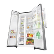 LG Side-by-Side mit Door-in-Door ® | Eis-, Crushed Ice- und Wasserspender | 625 Liter Kapazität | Energieeffizienzklasse F | Interner Wassertank 4L | Steel | GSJ761PZBG, GSJ761PZBG