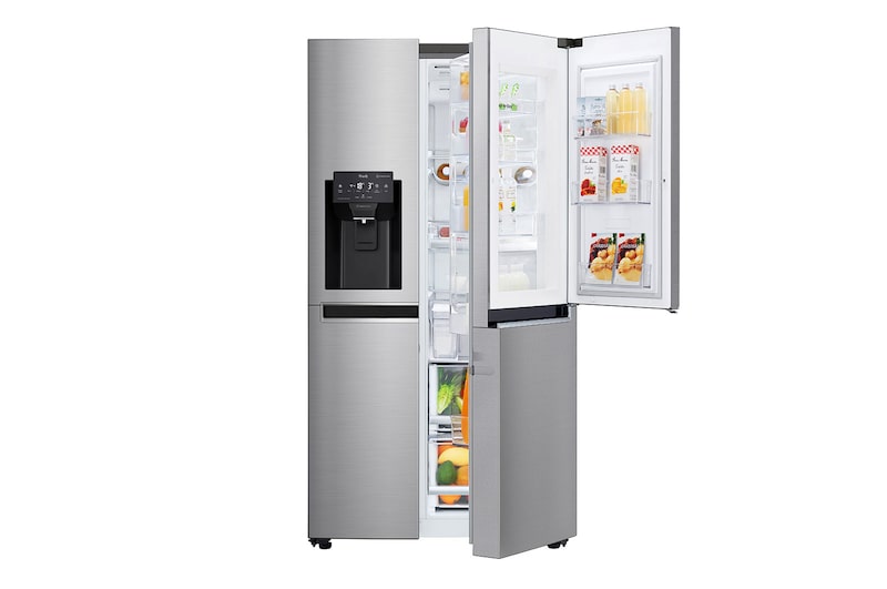 LG Side-by-Side mit Door-in-Door® | Eis-, Crushed Ice- und Wasserspender | 625 Liter Kapazität | Energieeffizienzklasse E | Wassertank | Steel | GSJ761PZEE, GSJ761PZEE