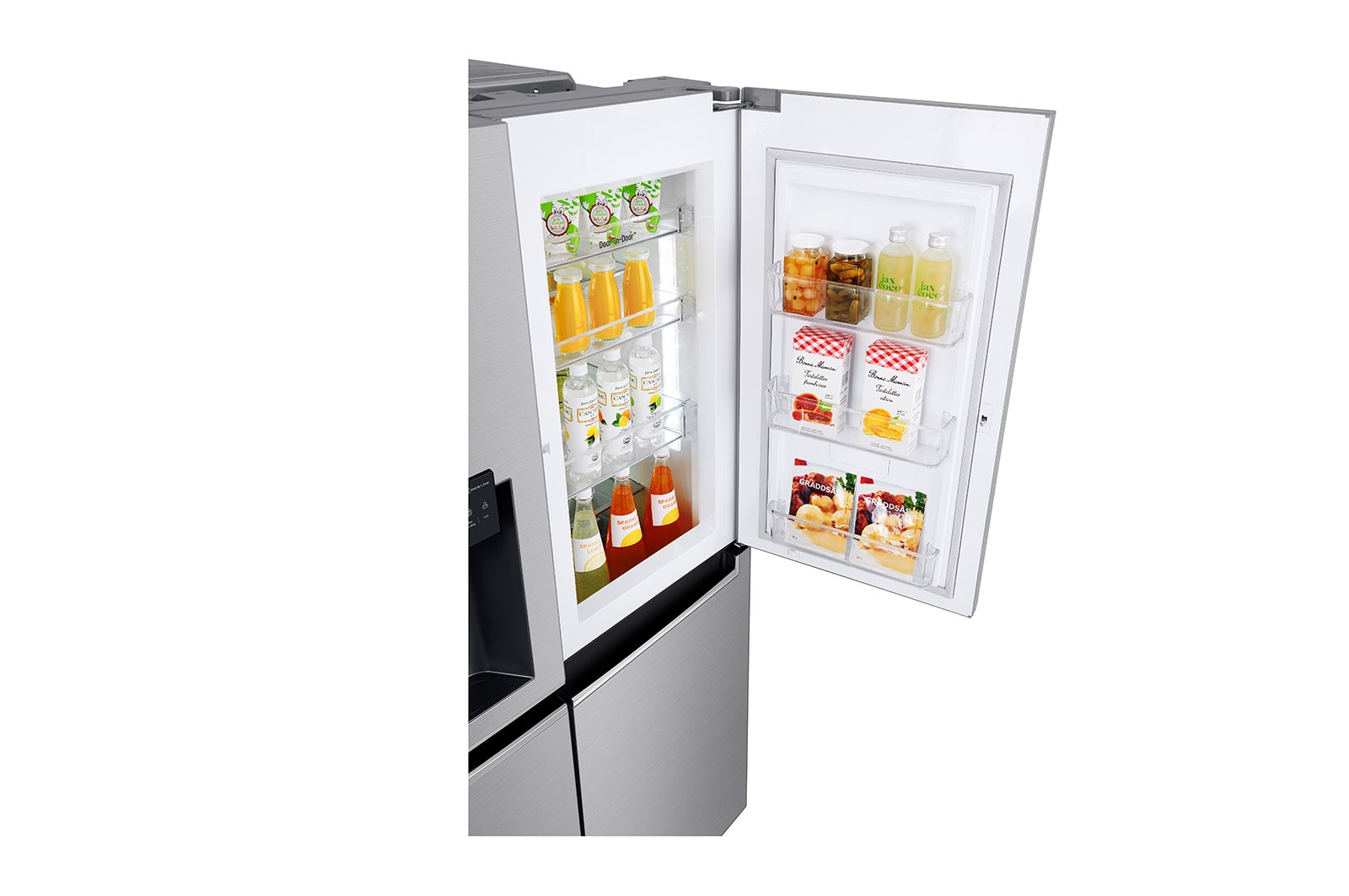 LG Side-by-Side mit Door-in-Door® | Eis-, Crushed Ice- und Wasserspender | 625 Liter Kapazität | Energieeffizienzklasse E | Wassertank | Steel | GSJ761PZEE, GSJ761PZEE