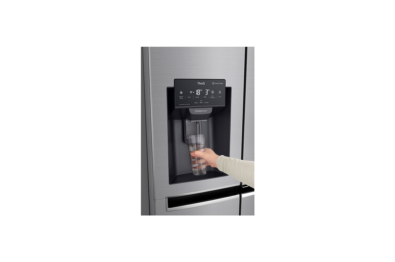 LG Side-by-Side mit Door-in-Door® | Eis-, Crushed Ice- und Wasserspender | 625 Liter Kapazität | Energieeffizienzklasse E | Wassertank | Steel | GSJ761PZEE, GSJ761PZEE