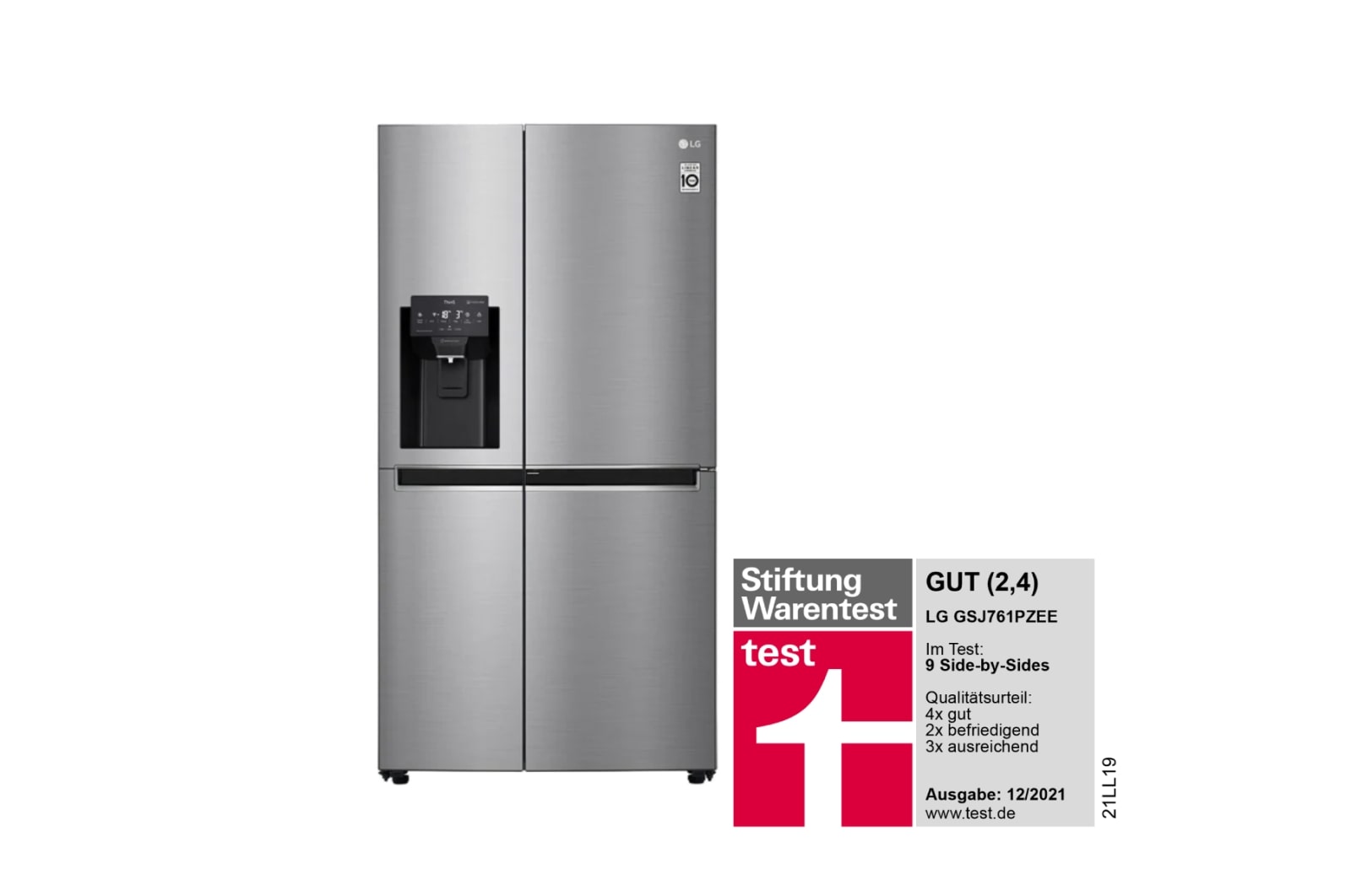 LG Side-by-Side mit Door-in-Door® | Eis-, Crushed Ice- und Wasserspender | 625 Liter Kapazität | Energieeffizienzklasse E | Wassertank | Steel | GSJ761PZEE, GSJ761PZEE
