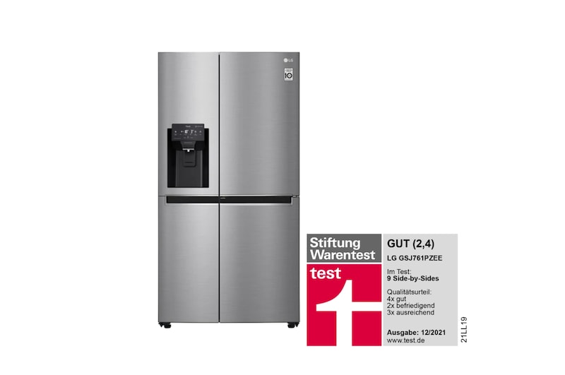 LG Side-by-Side mit Door-in-Door® | Eis-, Crushed Ice- und Wasserspender | 625 Liter Kapazität | Energieeffizienzklasse E | Wassertank | Steel | GSJ761PZEE, GSJ761PZEE