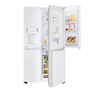LG Side-by-Side mit Door-in-Door ® |  Eis-, Crushed Ice- und Wasserspender  | 625 Liter Kapazität | Energieeffizienzklasse E | Interner Wassertank 4L | Premium Weiß | GSJ761SWZE, GSJ761SWZE