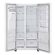 LG Side-by-Side mit Door-in-Door ® |  Eis-, Crushed Ice- und Wasserspender  | 625 Liter Kapazität | Energieeffizienzklasse E | Interner Wassertank 4L | Premium Weiß | GSJ761SWZE, GSJ761SWZE