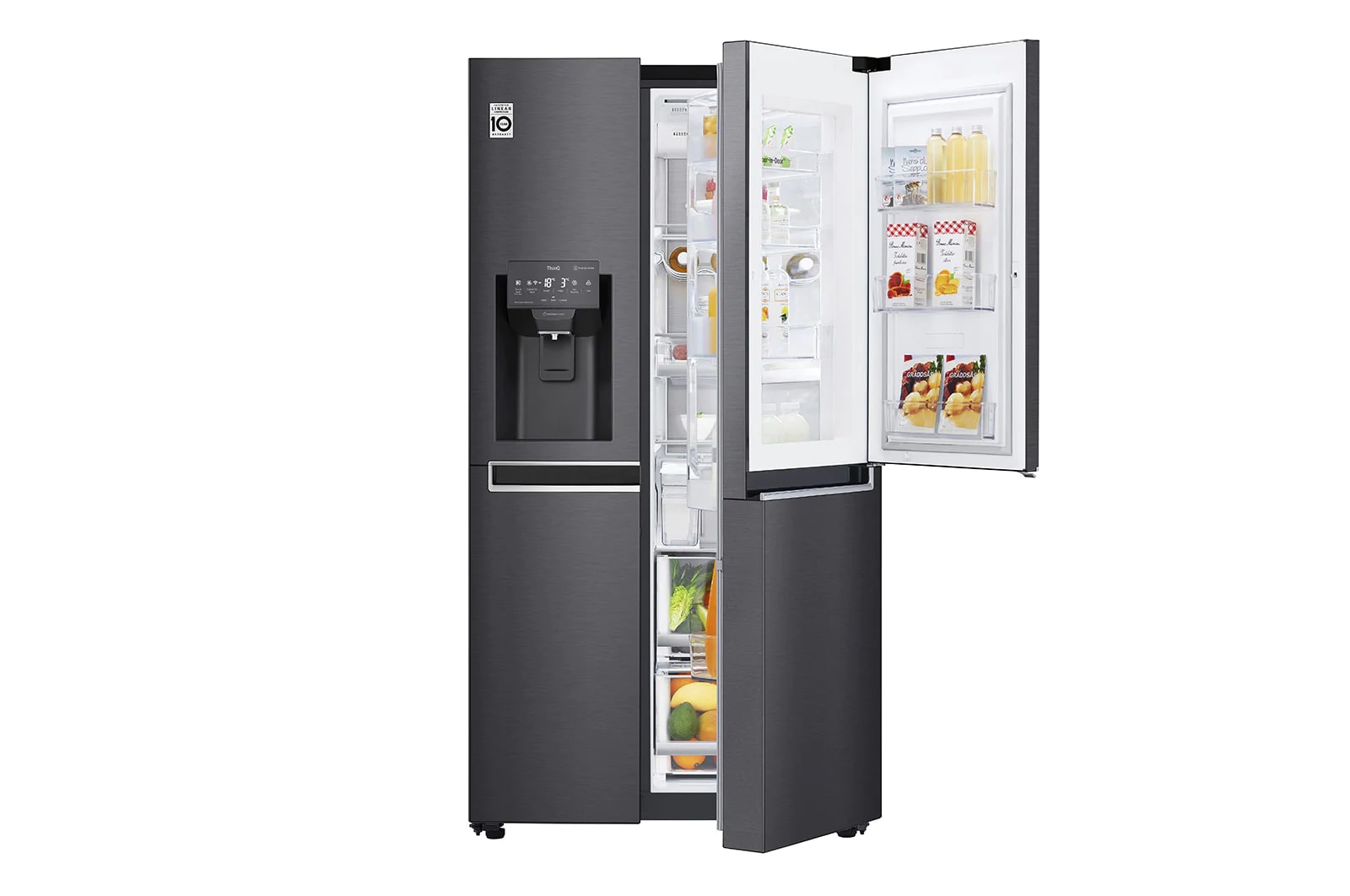 LG Side-by-Side mit Door-in-Door ® | Eis-, Crushed Ice- und Wasserspender | 625 Liter Kapazität | Energieeffizienzklasse E | Interner Wassertank 4L | Schwarz | GSJ961MCCZ, GSJ961MCCZ